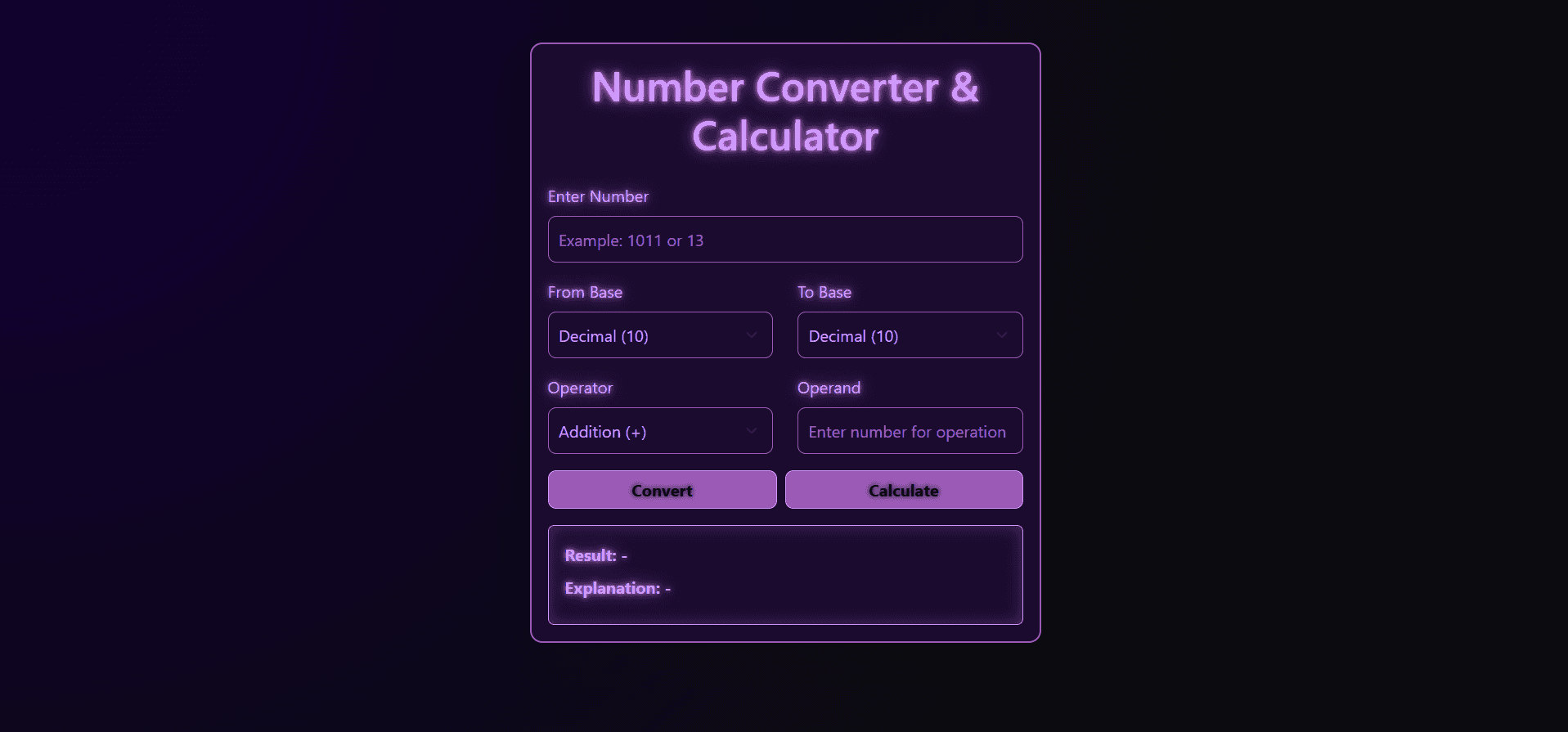 Number Converter & Calculator
